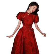 Toast Wear Bride 2024 New Small Chinese-style Cheongsam Engagement Dress Light Luxury Niche Homecoming Service Advanced