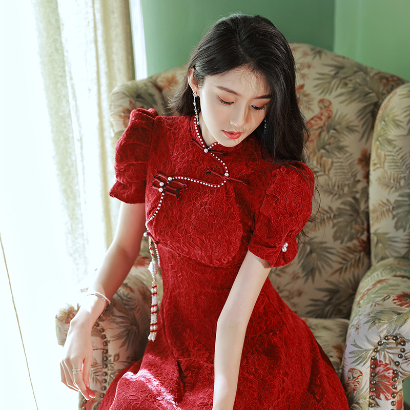 Evening dress, cheongsam, wedding dress, summer skirt, Chinese style, bright catchy style, suitable for teen Evening dress, cheongsam, wedding dress, summer skirt, Chinese style, bright catchy style, suitable for teen