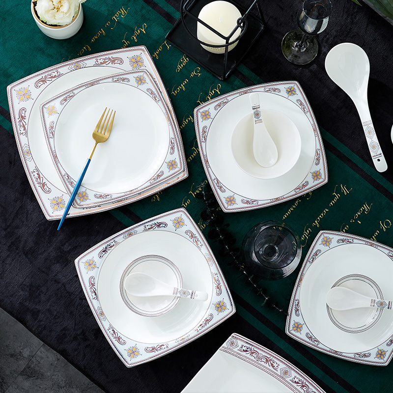 Jingdezhen ceramic tableware dishes suit household contracted Europe type bowl dishes chopsticks combination gifts, Caroline