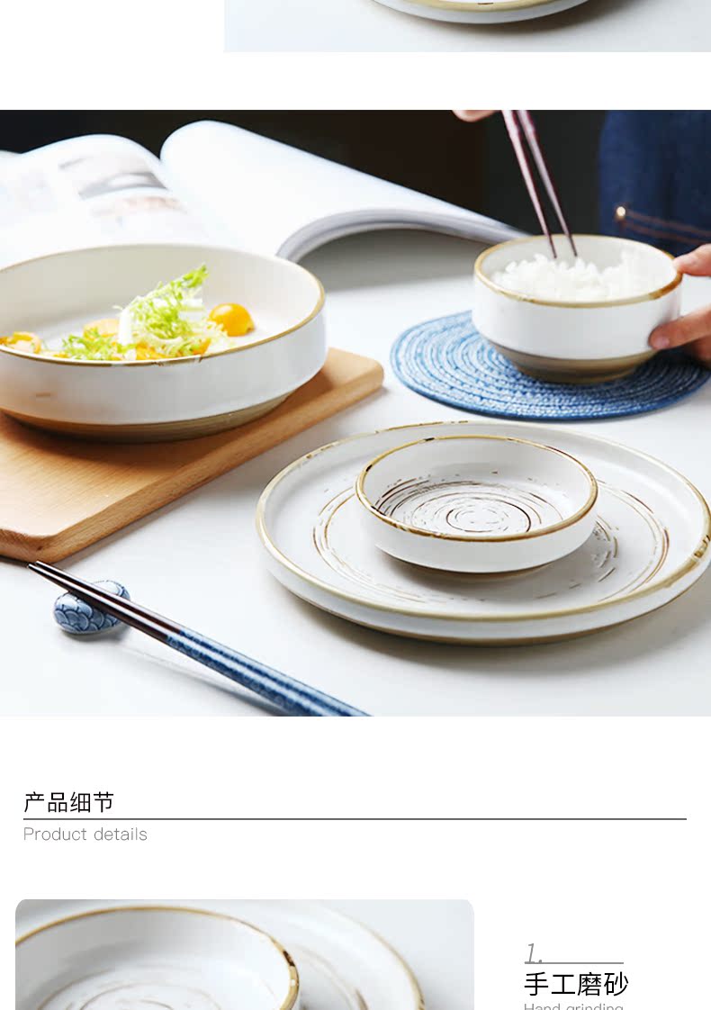 Japanese and wind tableware to eat bread and butter dish dish dish household ceramic dishes soup bowl of salad bowl set tableware portfolio
