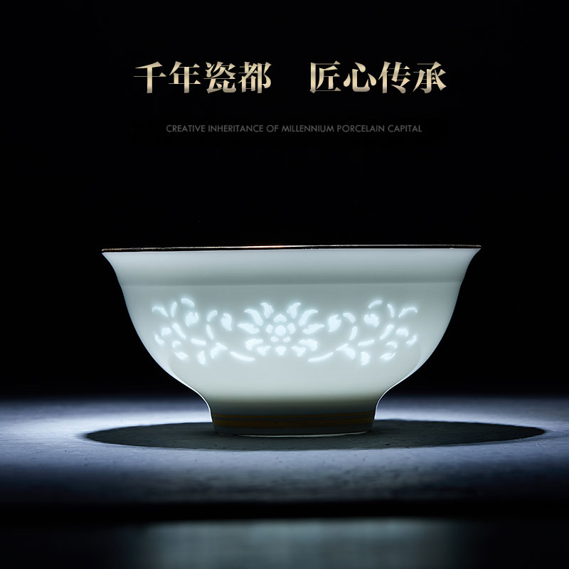 Jingdezhen and exquisite porcelain tableware suit Chinese high - grade bowls bowl chopsticks dishes suit household sapphire dishes contracted