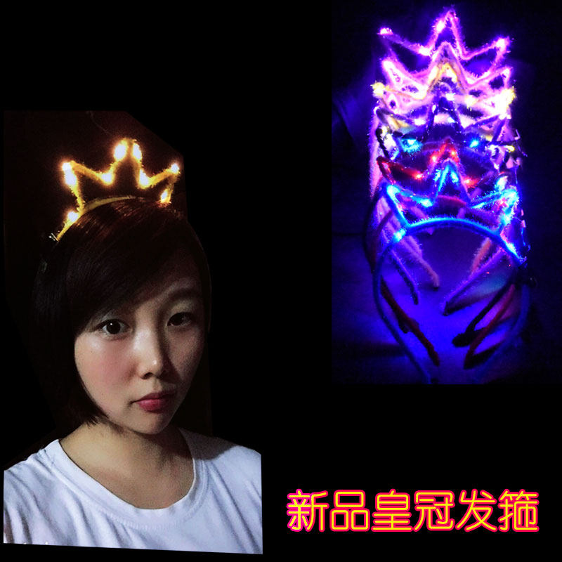 Luminous Crown Hair Stirrup LED Light Plush Headwear Ground Stall Toy Net Red Night City Trinket Ground Push Small Gift