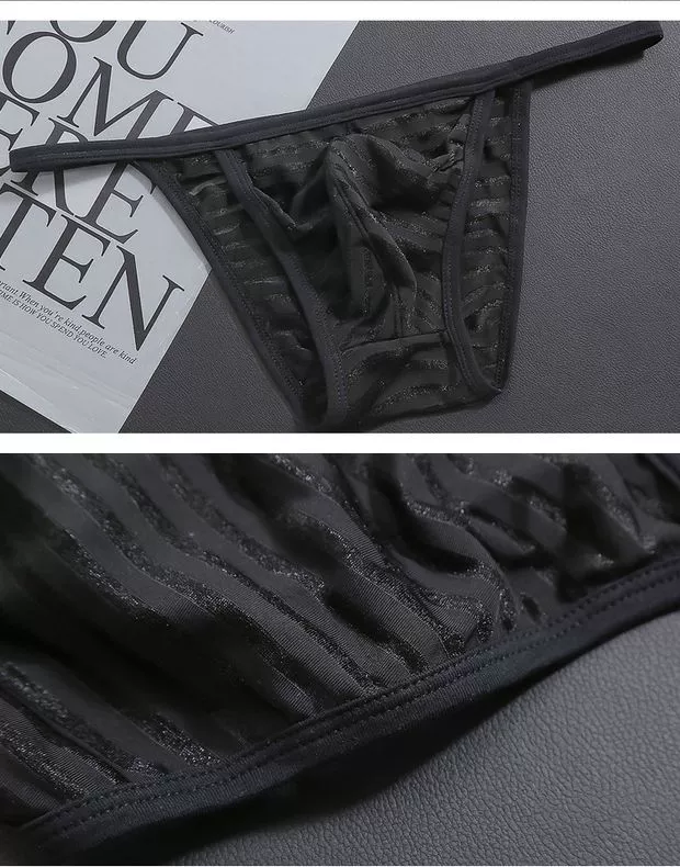 Quần lót lụa siêu mỏng bằng lụa trong suốt lưới eo thấp gợi cảm sling thong sọc thoáng khí trẻ trung quần lót thun lạnh
