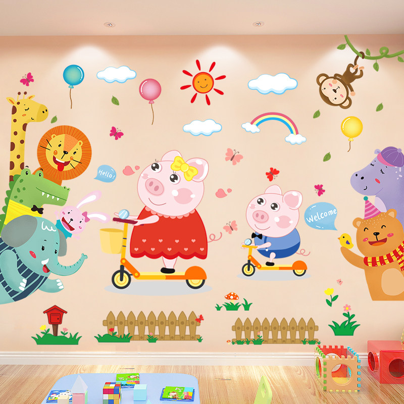Cartoon wall stickers Bedroom wall stickers Small patterns Children's room kindergarten wall decoration arrangement Wallpaper self-adhesive