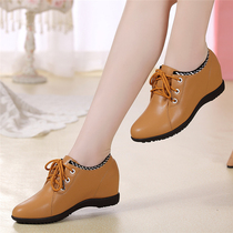 Womens shoes 2020 new single shoes womens spring shoes womens flat work shoes lace-up inner height-increasing casual shoes mother shoes