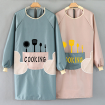Apron womens fashion waterproof and oil-proof thin breathable household kitchen cooking long sleeve overalls mens customization