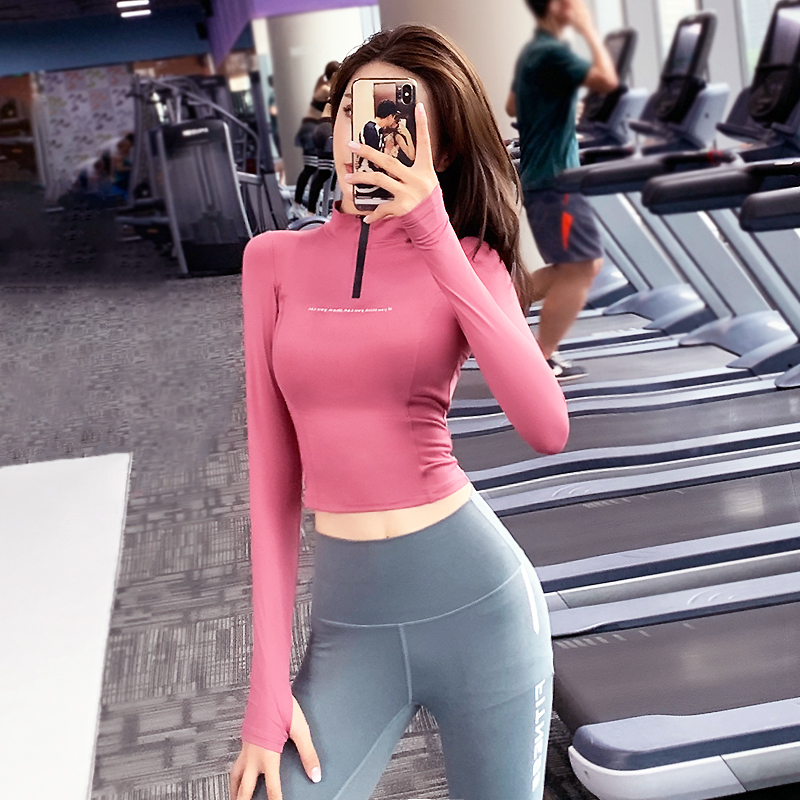 Half-zip Short Sports Top Women Breakthrough Running Fitness Long Sleeve Dry T-shirt Strong Yoga Clothes Slim