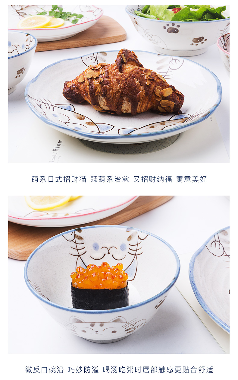 Japan have valley up ceramic household utensils Japanese rice bowls rainbow such as bowl dish express cartoon plate crystal blue cat