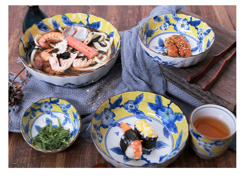 Japan have valley up ceramic soup plate wave side dishes flowers restore ancient ways shallow bowl bowl rice bowls