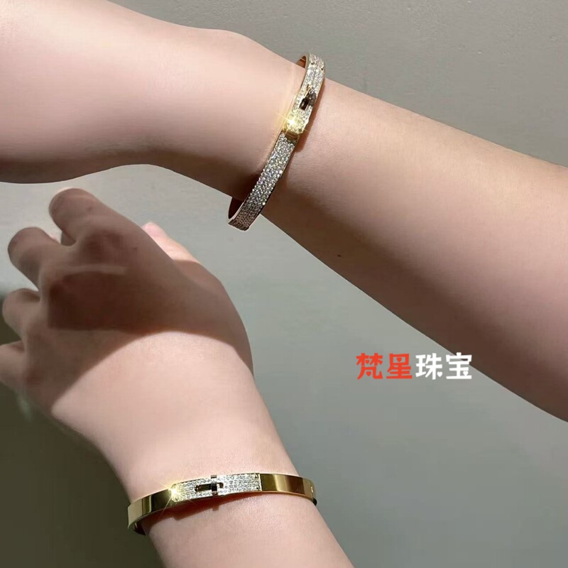 Fanxing Jewelry 18K Gold Natural Diamond Kelly Full Diamond Clasp Bracelet Rose Gold White Gold Bracelet for Women