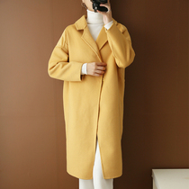 New double-sided cashmere coat womens long high-end loose size hundred percent pure wool woolen coat