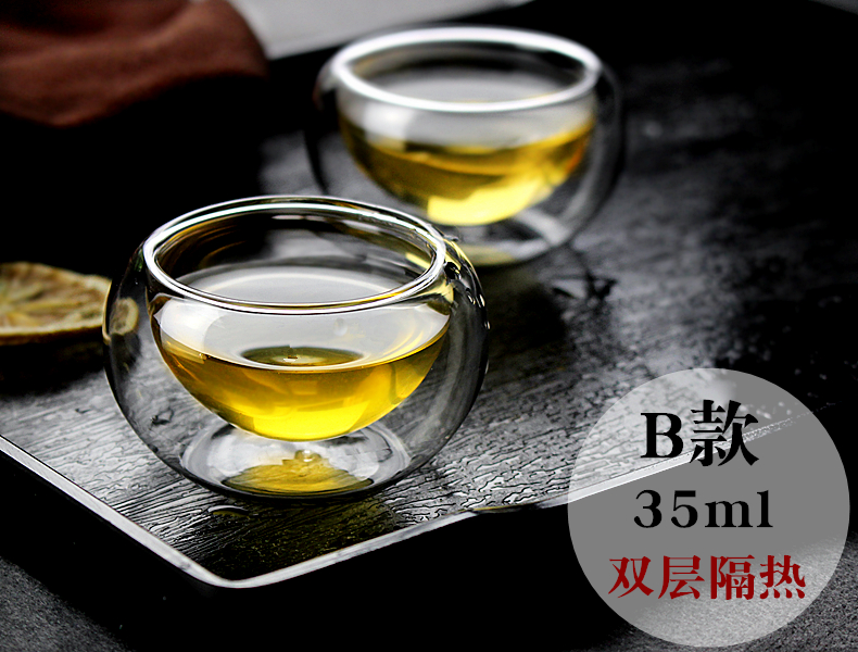 Cốc trà thủy tinh borosilicate cao Sản phẩm chịu nhiệt 茗 cốc trà kung fu nhỏ vành đai trà tách trà bộ chống cháy nổ - Trà sứ ly uống trà