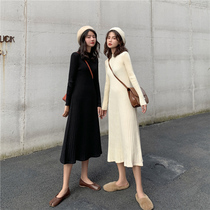 Sweater womens pullover 2020 autumn and winter New sweater skirt over the knee with thick mid-length knitted base dress