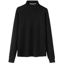 Large size autumn and winter long-sleeved T-shirt for women 2024 turtleneck pure cotton bottoming shirt for women loose Korean style fashionable black top