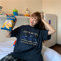 Large size T-shirt female summer lazy Harajuku wind loose Joker long fashion slim short sleeve womens coat ins tide