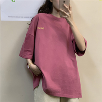 Large size 2020 new womens short sleeve ins trend line loose net red with long summer