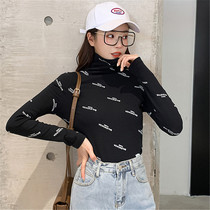 Half high collar 2021 foreign atmosphere autumn and winter New slim long sleeve black velvet tight