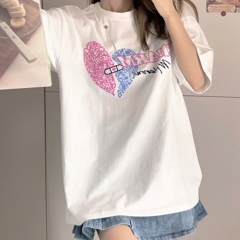 Special Cabinet Mall Withdrawal of International Big Card Cut Mark Yu Single Tail single pure cotton short sleeve t-shirt female summer loose medium long version
