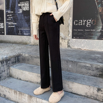 Mao Ye autumn and winter 2020 new high waist drape loose straight tube black slim Joker Leisure