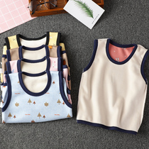Autumn Winter Style Children Cartoon Warm Canon Shoulder Vest Plus Suede Boy Girl Baby Hair Liner Pure Cotton Cardiff Waistcoat