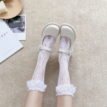 Mitu beautiful girl lace socks Japanese hollow Lolita cute and sweet spring and summer calf JK short socks