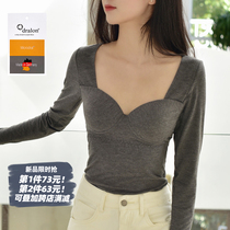 (De Ron Bra thermal underwear) with chest pad integrated polished medium thick Hepburn collar free Bra long sleeve top