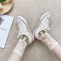 Mitu flower glass socks thin transparent crystal short stockings Japanese sweet and cute girl spring and summer short socks