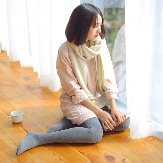 Cow cargo thin tights women's spring and autumn thick 300D matte cotton leg socks step foot tights black gray