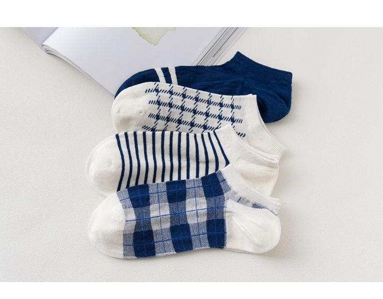 4 cặp của nam giới vớ thuyền mùa xuân và mùa hè thấp để giúp phần mỏng vớ cotton vớ thể thao sáng tạo hộp quà tặng ống ngắn vớ nam