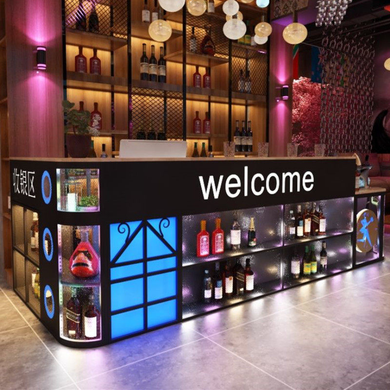 Industrial Wind Retro Bar Corner Clear Bar Cashier Counter for the online Red Creative Milk Tea Shop Dining Room Front Desk