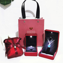 Hand gift belt LED lamp high-grade necklace ring earrings first jewelry packaging gift empty box small exquisite give away