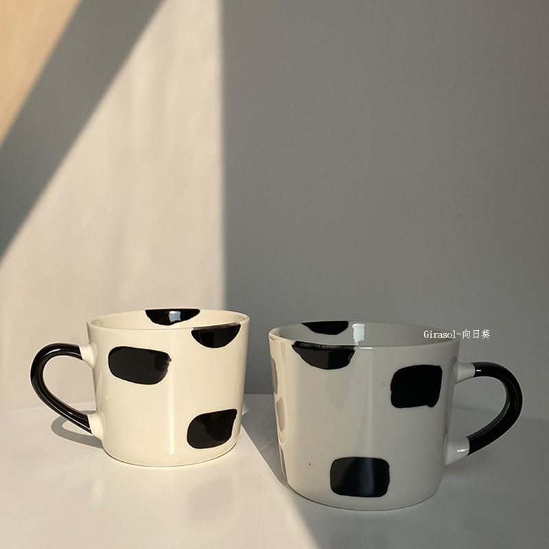 Cup High Face Value Mark Cup Girls Large Capacity Cute Dairy Cow Home Breakfast Cup Ceramic Mouth Cup Coffee Water Cup
