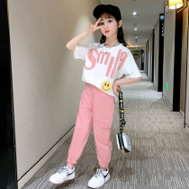  Next Kiss girl suit 2021 new childrens western style girl short-sleeved casual sports fashionable two-piece suit