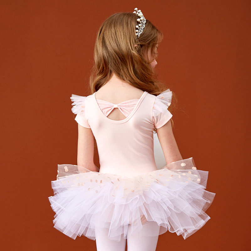 British Next Kiss dance costume children's girls summer ballet skirt short-sleeved toddler Chinese dance practice suit