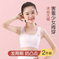 Next Kiss Girl Underwear Youthful Hair Growth Stage Small Vest Children Ice Silk Scarless Girl Bra Thin