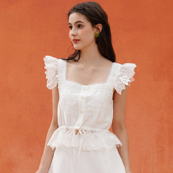 Kamo French Antique White Light Vintage Corset Can Be Worn Outside, Lace Slim Fit Square Neck Vest, Palace-Style Tube Top