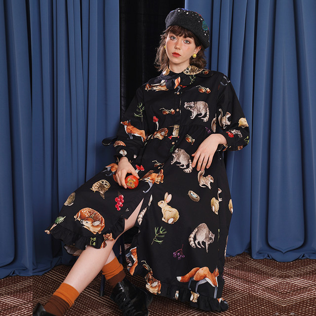 Original French vintage print dress