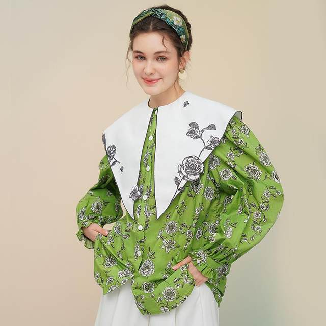 New Chinese style round neck button top