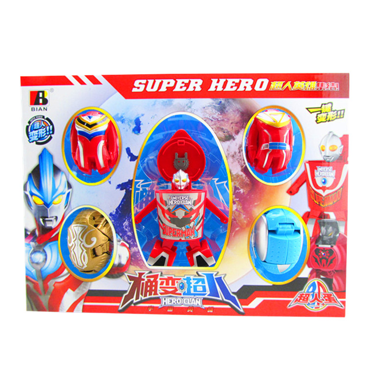 Trẻ em quảng cáo Cup Noodle Ultraman Toy Biến dạng Robot Diga Doll Bucket Trở thành Superman Monster Egg