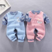 Áo ấm cho bé kết hợp mùa xuân và mùa thu Áo choàng bé romper 0-3-6-9 tháng quần áo sơ sinh cotton - Áo liền quần