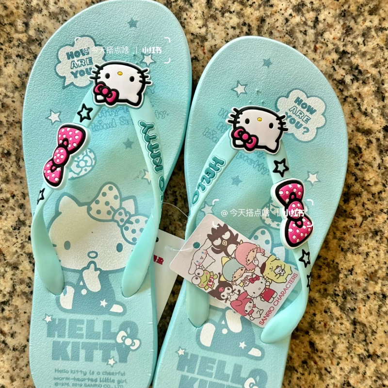 Hello Kitty, шлепки, летние нескользящие тапочки, пляжная обувь, (Физические)