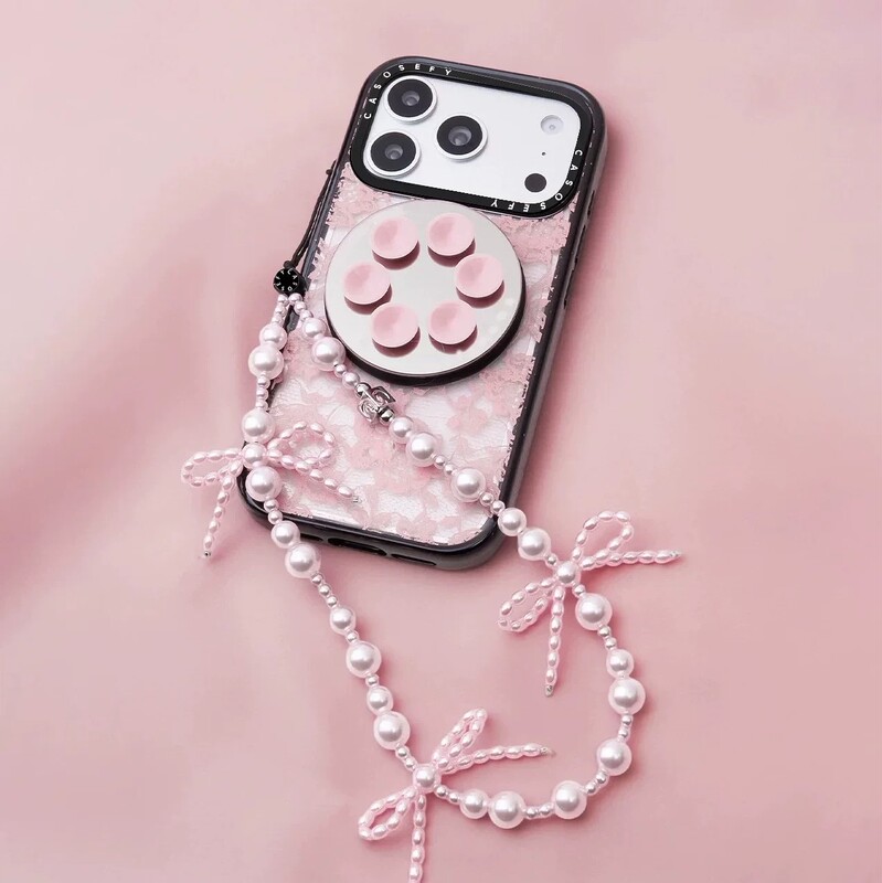 Casosefy Pink Lace Series 17Promax Phone Case Suitable for iPhone Apple 16/15/14/13/12Promax Girls Anti-Fall Pink Protective Case Phone Case for Women