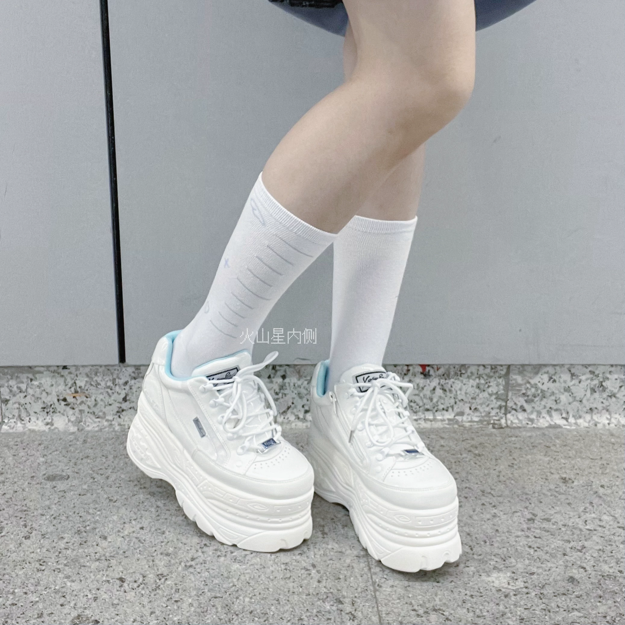 火山星内侧 ｜Scale calf socks｜Original aqua system angel world Kuma yamikawaii subculture