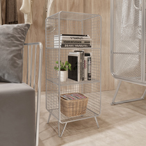 Homestay style wrought iron bookshelf landing net red clothing store small shelf dormitory storage stainless steel color