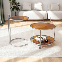Italian light luxury tea table round simple modern Changhong tempered glass coffee table table sofa living room small side