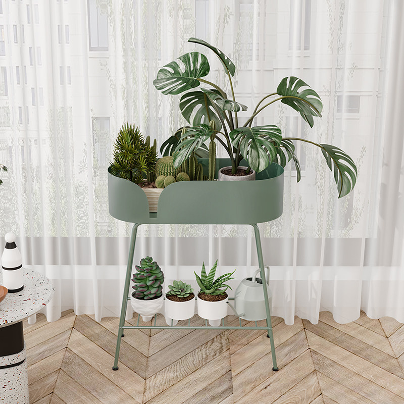 Light luxury wrought iron flower stand floor-to-ceiling shelf indoor living room balcony multi-storey flower shop display stand gold ge succulent flower pot