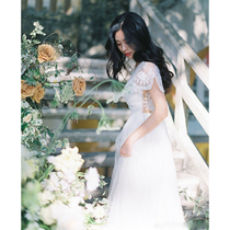Retro French Light Wedding Forest Lace Tail Out Out Yarn 2021 New Little Bride Dress Female Simple