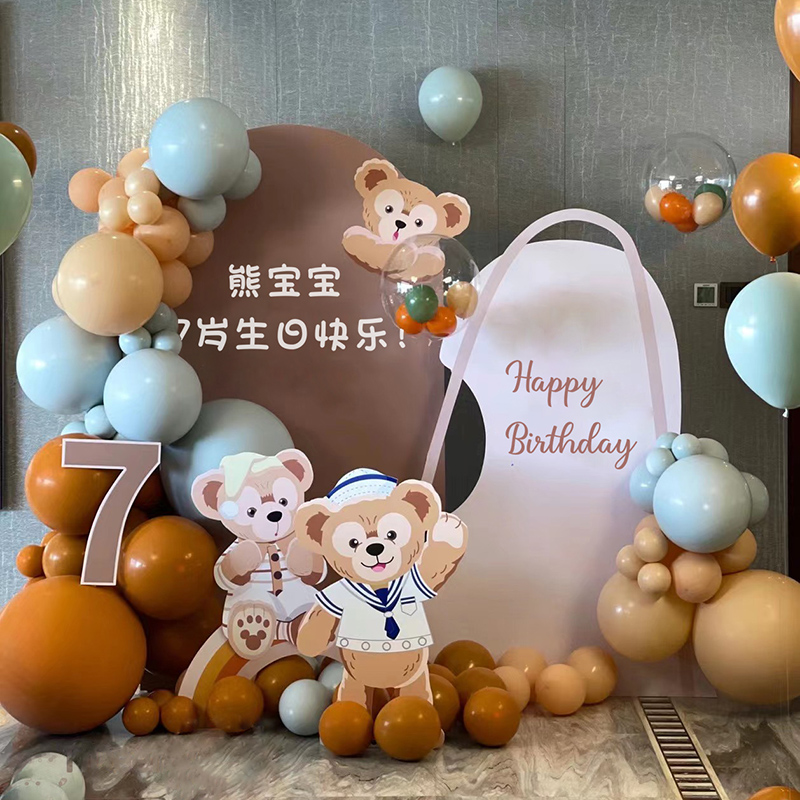 Ins children's male baby 1st birthday arrangement Xingdailu 100-day feast decoration scene party kt board Duffy bear
