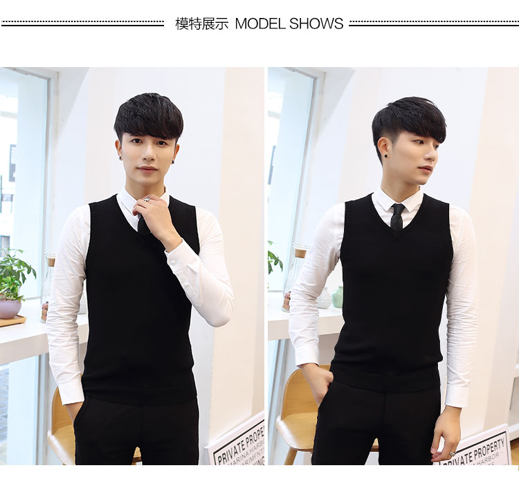 Mùa thu và mùa đông vest nam Slim Anh vest V-cổ đan áo len vest nam không tay đại học gió Hàn Quốc ao khoac len nam