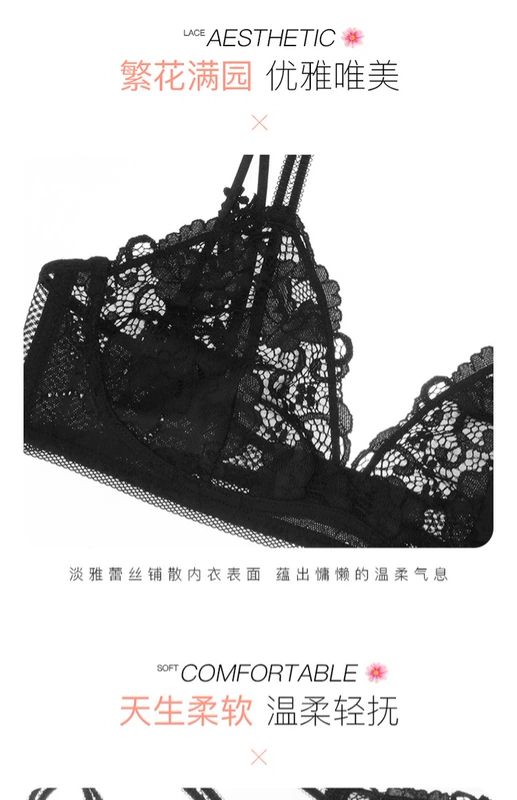 Cô gái làm đẹp nhà ở châu Âu và châu Mỹ bralette không thép vòng ngực gợi cảm siêu mỏng không có bọt biển hình tam giác ren đồ lót